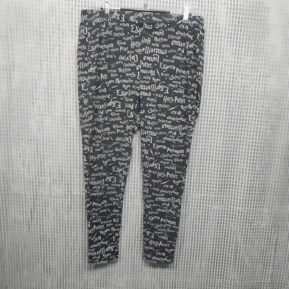 Harry Potter Womens Leggings Spell Print Script Size 2 Black